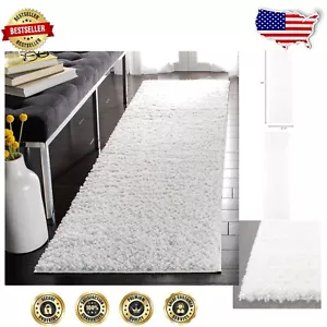 Transitional Solid White Shag Runner Rug - 1.2-Inch Thick, Versatile Design - Picture 1 of 11