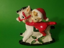 Rare Josef Original California Collection Christmas Toddler on Rocking Horse🎄