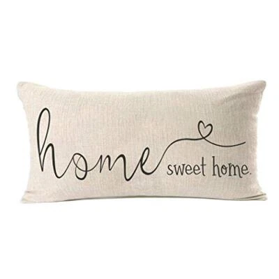  Home Sweet Home Quotes Farmhouse Pillow Covers 12x20 12" x 20" C White - Image 1 of 4