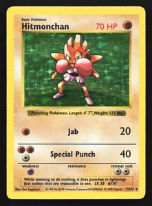 Pokemon Hitmonchan 7/102 WotC Shadowless Base Set Unlimited Holo Rare HP - Picture 1 of 2