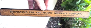 Regla de madera Springfield Fire and Marine Insurance Co Massachusetts - Imagen 1 de 4
