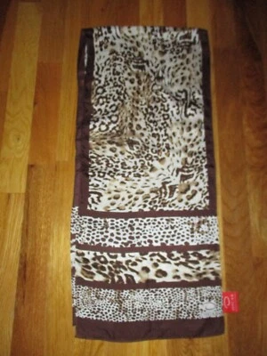Oscar de la Renta Bufanda Oblonga Marrón Estampado Animal Guepardo 100% Seda 52" Foto 1 de 3