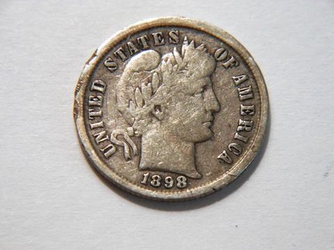 1898-P F Silver Barber Dime,  Nice Grade Vintage Coin to collect Cover