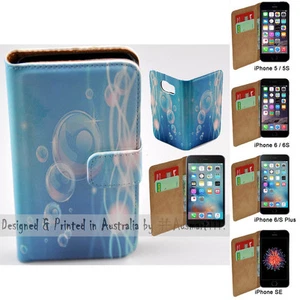 For Apple iPhone Series - Float Bubble Print Flip Wallet Mobile Phone Case Cover - Picture 1 of 3