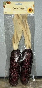 Primitive Fall Bowl Fillers MINI Beaded INDIAN CORN 2 PC Purplish Color NEW - Picture 1 of 4