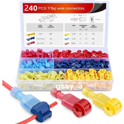 240/60x Insulated T-Taps Wire Connectors Quick Splice Terminals Crimp Cable kit - Image 1 of 4