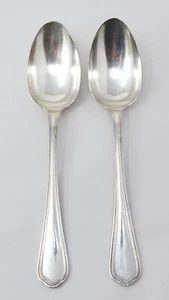 Pair of Serving Spoons Silver Plated Decorative Bordered Handle 21.5cm - Picture 1 of 4