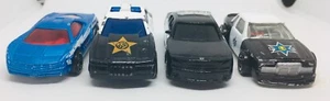 *AS IS* 4 VTG Police Cars Lot Hot Wheels Maisto Interceptor Shows Wear Read Desc - Picture 1 of 16