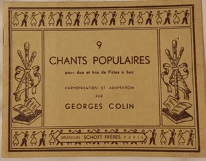 Vintage Old 1920's Book Popular Songs Music for RECORDER by Schott Frères Paris - Picture 1 of 6