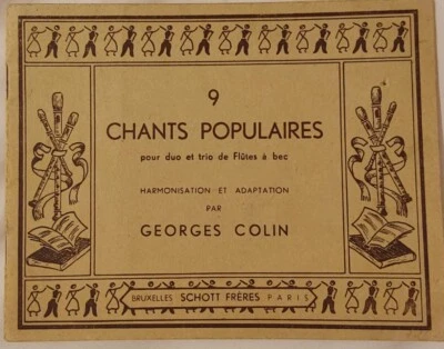 Vintage Old 1920's Book Popular Songs Music for RECORDER by Schott Frères Paris - Image 1 of 4
