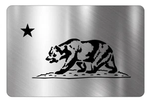 Engraved Car Badge Acrylic Emblem BRUSHED SILVER California Republic Bear Flag! - Picture 1 of 4