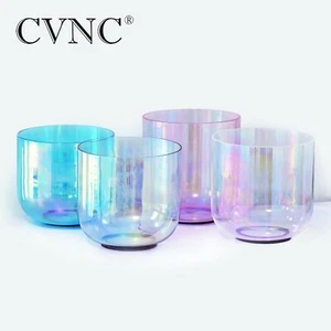 4 pcs Colored Alchemy Cosmic Light Clear Crystal Singing Bowl Sound Bowl Set - Picture 1 of 7