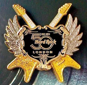 2021 HARD ROCK CAFE LONDON 3D 50 JAHRESTAG GOLD GEKREUZTE GITARREN LE PIN - Bild 1 von 1