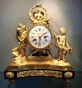 Louis XVI Pendule, signiert : Bonnet a Paris, um 1770 Bronze Uhr Kaminuhr clock - Bild 1 von 7
