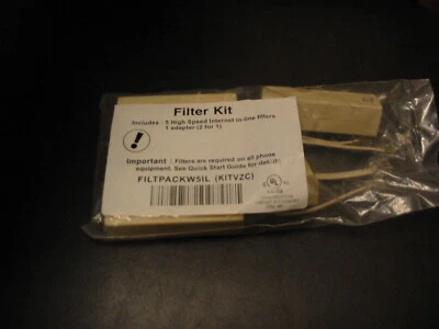 5 NEW "suttle" DSL filters for 2-line phone + adapter, + free BONUS filter - Image 1 of 2