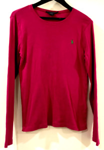 Ralph Lauren Sport Womens Size XL Pink Long Sleeve 100% Cotton T-Shirt Tee
