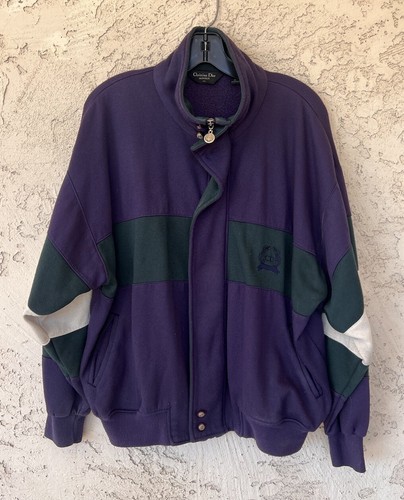 Giacca vintage Christian Dior Monsieur XL full zip stemma logo blocco colore