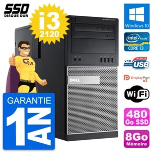 PC Tour Dell OptiPlex 9010 Intel Core i3-2120 RAM 8Go SSD 480Go Windows 10 Wifi - Photo 1/6