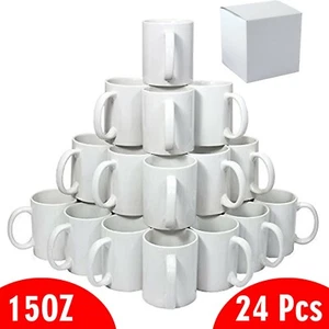 Taza de cerámica blanca El Grande 24 piezas 15 oz sublimación recubierta en blanco premium + caja - Imagen 1 de 3