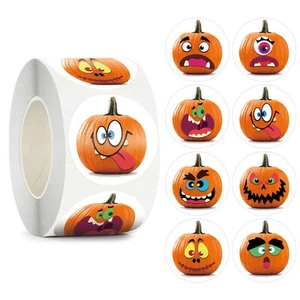 Pumpkin Stickers for Kids 500PCS Halloween Cartoon Pumpkin Face Seal Label - Picture 1 of 10