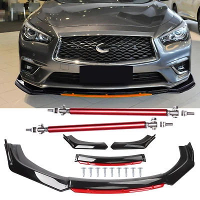 Front Bumper Lip Red Layer Splitter Spoiler Black +Red For Infiniti QX50 QX Foto 1 de 4
