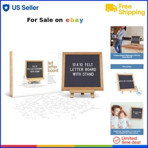 Felt Letter Board 10x10 Inch Gray Sign with 340 Letters Stand Wall Mount - Picture 1 of 11