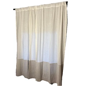 West Elm Linen (2) Curtain Panels Cotton Base Rod Pocket 48x84”Ecru/Grey - Picture 1 of 5