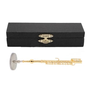 Gold 11cm 1:6 Mini Puppenhaus Flöte Kupfer Miniatur Simuliertes Musikinstru - Bild 1 von 9