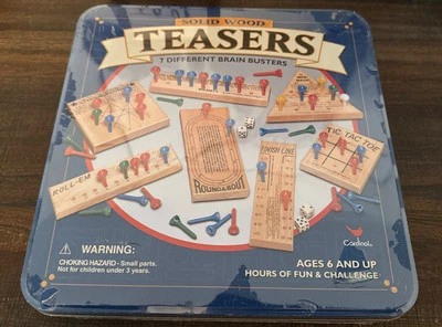 7 Different Solid Wood Teasers Game Tin by Cardinal NEW - Image 1 of 4
