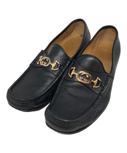 Gucci scarpe eleganti uomo mocassini ad incastro pelle nero UK10.5 US11 70516c