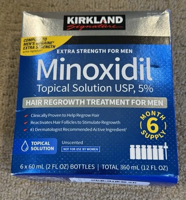 6 Months Kirkland Signature Minoxidil Topical Solution 5% Hair Regrowth Exp 2026 - Image 1 of 4