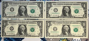 Matching set of 4 fancy serial number 88888892 $1 UNC - Picture 1 of 2