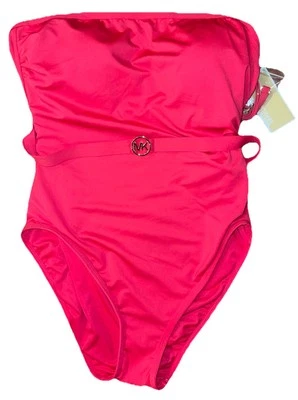 Michael Kors Deep Pink  Bandeau Belted One Piece Swimsuit Size 14 $122 NWT💚 - Image 1 of 3