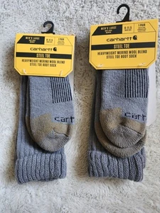 Carhartt STEEL TOE Heavyweight Merino Wool Blend Boot Sock Large LOT of 2 NEW - Picture 1 of 3