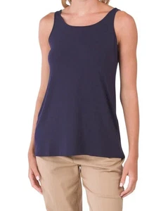NWT Eileen Fisher Midnight Lightweight Viscose Scoop Neck Long Tank Size 2X - Picture 1 of 8