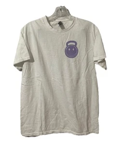 Kettlebell is Medicine white t-shirt Weight lifting Sz Med womens 1879 - Picture 1 of 4