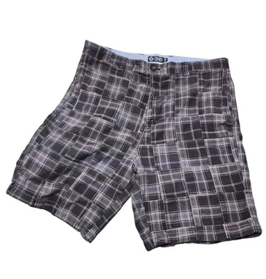 Pantalones Cortos Chaps Para Hombre Talla 36 Negro Gris Algodón A Cuadros Frente Plano Informales Foto 1 de 4