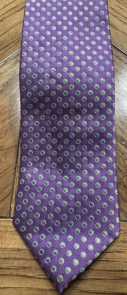 UMO LORENZO Italy Men's Neck Tie Purple Geometric 57 X 3 classic - Image 1 of 3