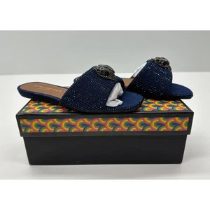 Kurt Geiger DAMEN KENSINGTON FLACHE SANDALEN MARINEBLAU KRISTALL GRÖSSE 6,5 NEU IM KARTON #04S - Bild 1 von 10