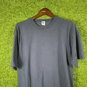 Vintage Russell Athletics Shirt Mens Large Navy Short Sleeve Blank 90s USA - Picture 1 of 4