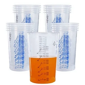 32 Oz (1000Ml) Disposable Flexible Clear Graduated Plastic Mixing Cups Use1887 - Picture 1 of 6