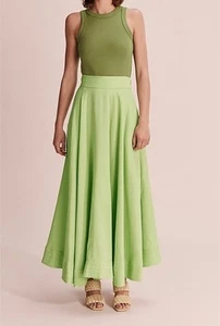 Country Road Skirt Womens Size 16 Celery Green Linen Blend A-line Long Maxi NEW - Picture 1 of 14