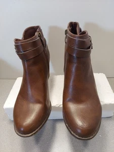 Women's Michael Shannon  Brown Zip Up Block Heeled Boots Sz 8 - Picture 1 of 13