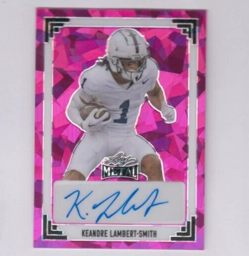 Keandre Lambert-Smith 2024 LEAF METAL 1991 LEAF CRYSTAL PINK ROOKIE AUTO # 5/5