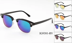 Horn Rimmed Sunglasses Classic Retro Vintage Club Frame Color Lens UV Protection - Picture 1 of 19