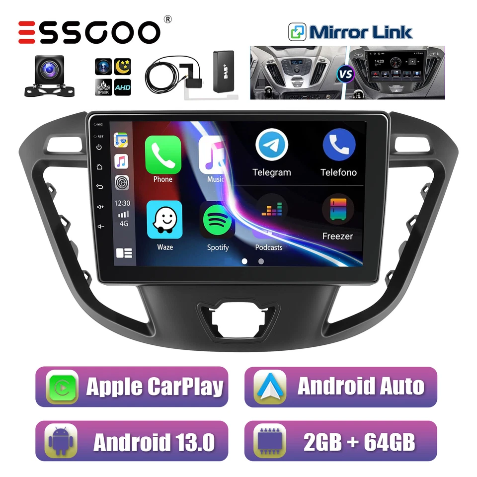 DAB+ Android 13 64G Carplay Autoradio Für Ford Transit Custom 12-21 GPS NAV +Cam - Bild 1 von 4