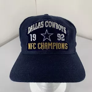 De colección 1992 Dallas Cowboys NFL NFC Campeones Snapback Sombrero Azul Marino Parche Bordado - Imagen 1 de 11