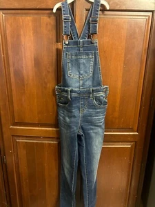Youth Girls Classic CAT and JACK Brand Denim Overalls size M 7/8 - Picture 1 of 3
