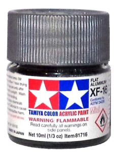 Tamiya 81716 XF-16 Flat Aluminum 1/3 oz Acrylic "Mini" Paint Bottle