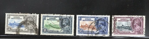 Straits Settlements Complete Set Used KGV 1935 Jubilee Issue (Scott #'s 213-216) Cover